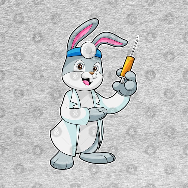 Rabbit as Doctor at Vaccination with Syringe by Markus Schnabel